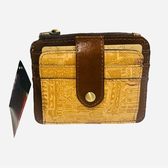 Patricia Nash Italian Sketchbook Tan Cassis Credit Card RFID Leather ID Case NWT - Picture 1 of 7